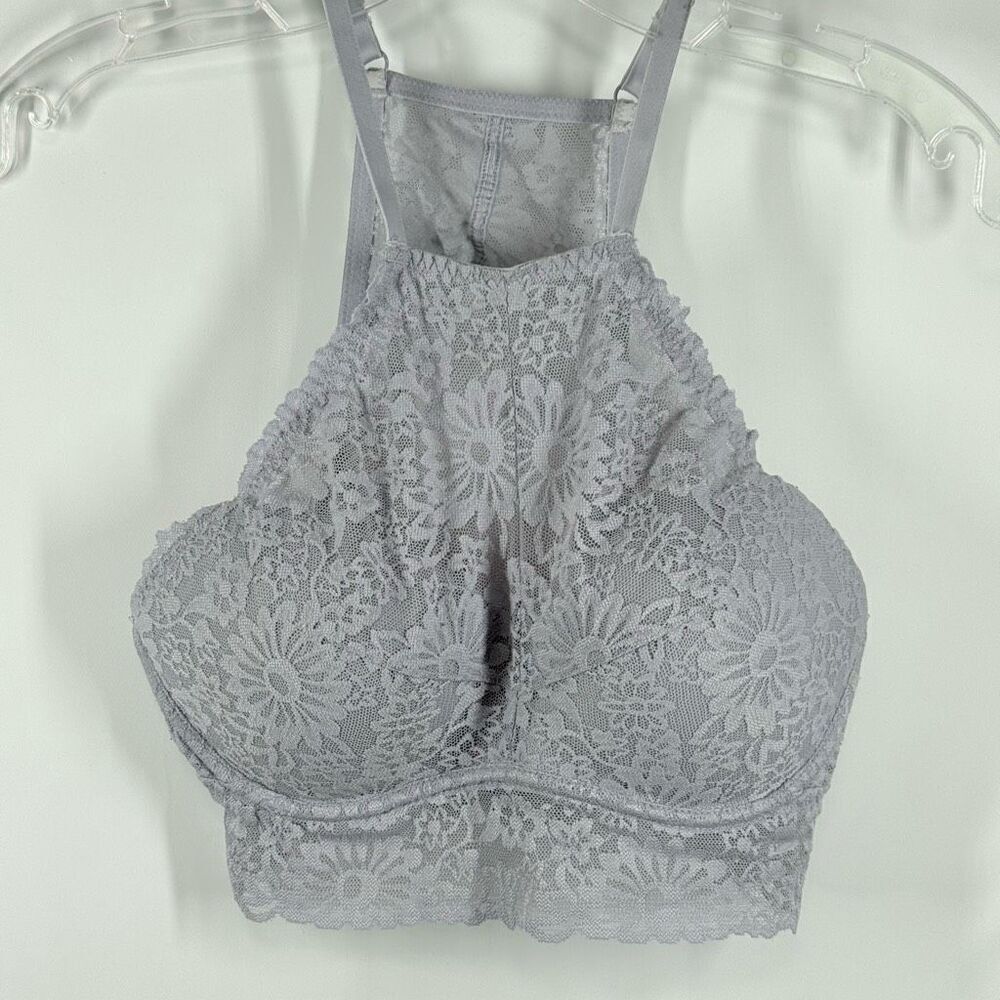 Pink Victoria’s Secret halter style lace padded bralette size medium